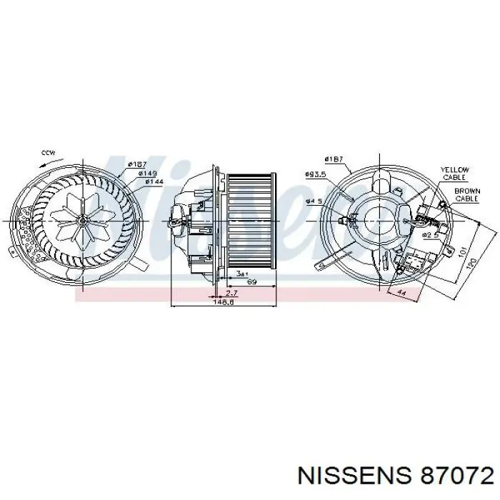 87072 Nissens motor de ventilador de forno (de aquecedor de salão)