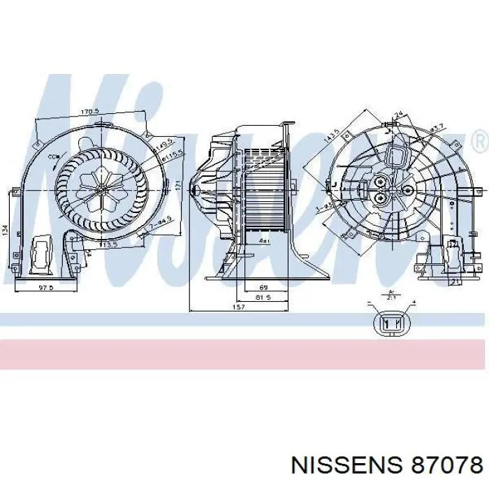 Мотор вентилятора печки (отопителя салона) Nissens 87078 цена, от 64.92 USD