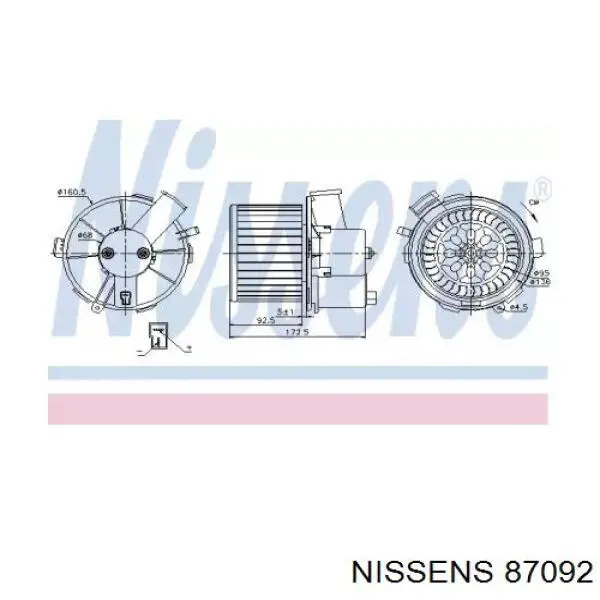 87092 Nissens motor de ventilador de forno (de aquecedor de salão)