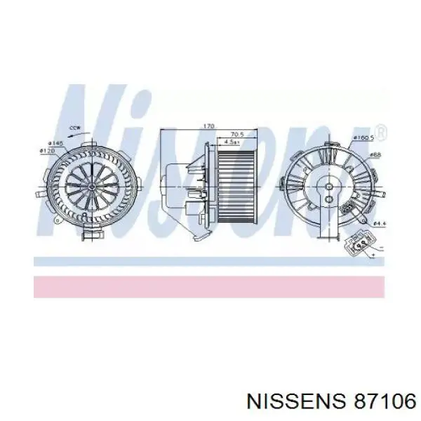 Вентилятор печки 87106 Nissens