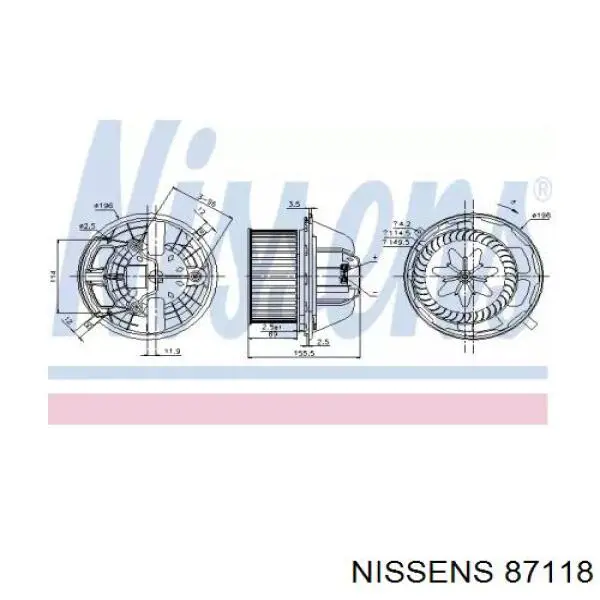 Вентилятор печки 87118 Nissens