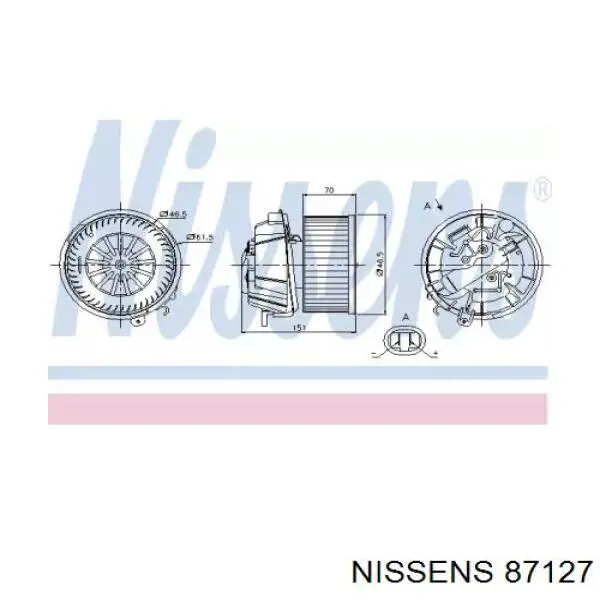 Мотор вентилятора печки (отопителя салона) Nissens 87127 цена, от 80.39 USD