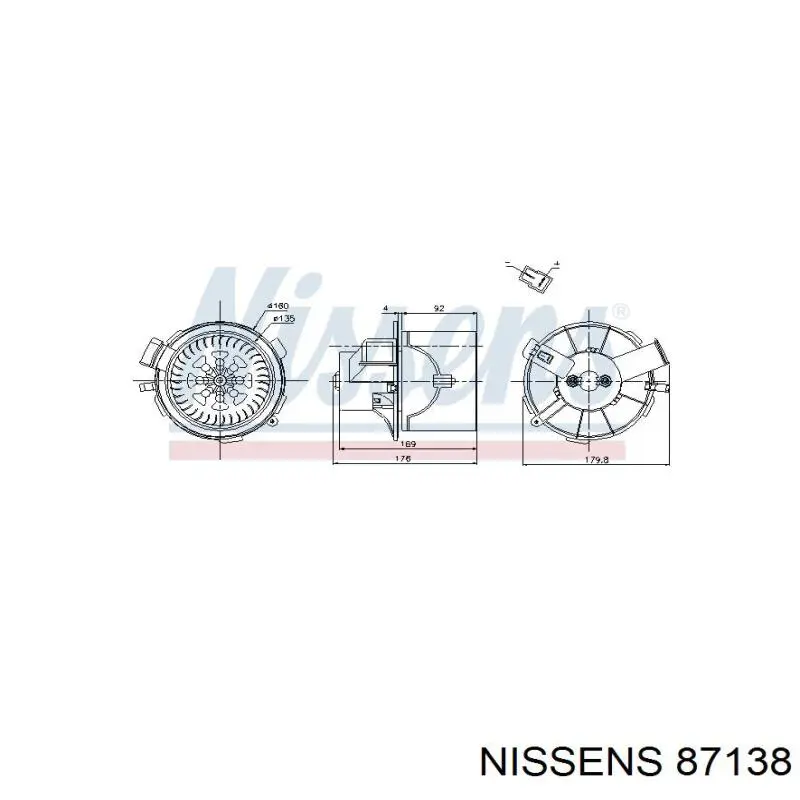 Motor eléctrico, ventilador habitáculo 87138 Nissens