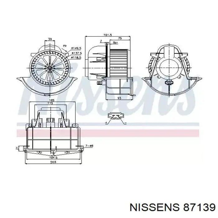 Мотор вентилятора печки (отопителя салона) NISSENS 87139