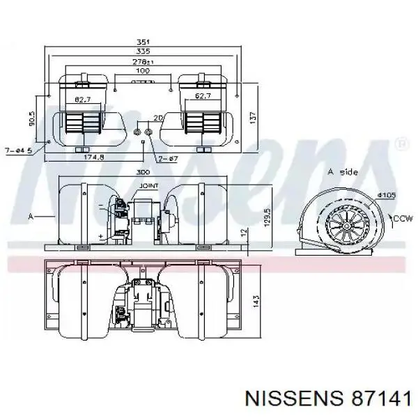 87141 Nissens motor de ventilador de forno (de aquecedor de salão)