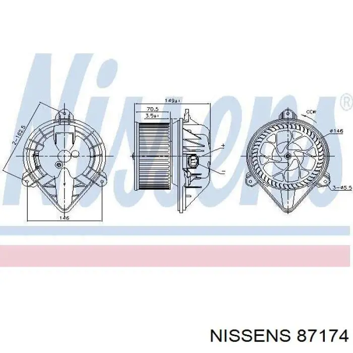 87174 Nissens motor de ventilador de forno (de aquecedor de salão)