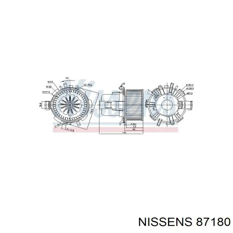 Купить 87180 Nissens Электродвигатели (электродвигатель отопителя) или розетка прицепа штепсельная