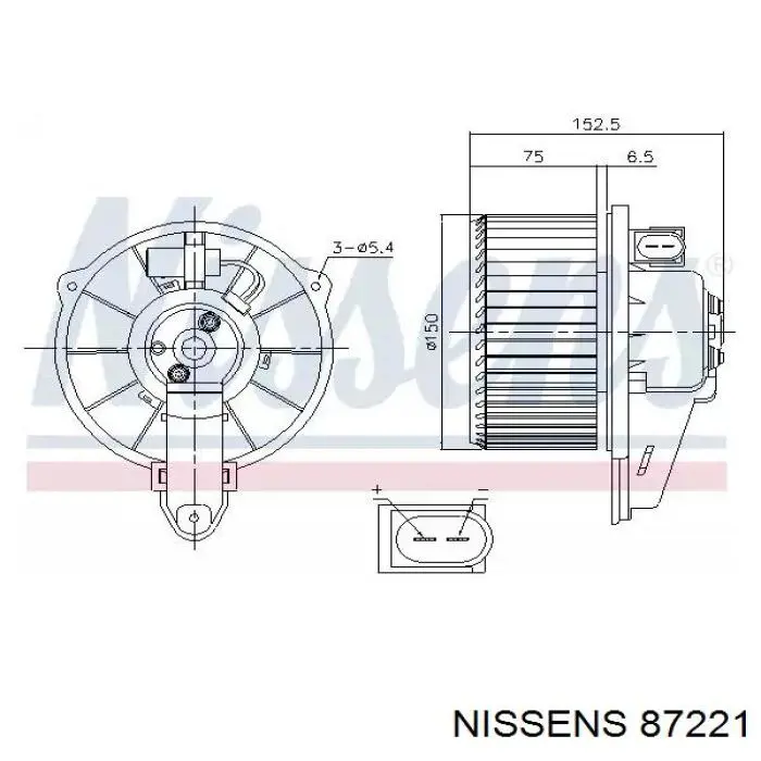 87221 Nissens motor de ventilador de forno (de aquecedor de salão)