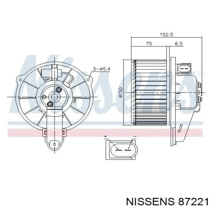 Motor eléctrico, ventilador habitáculo 87221 Nissens