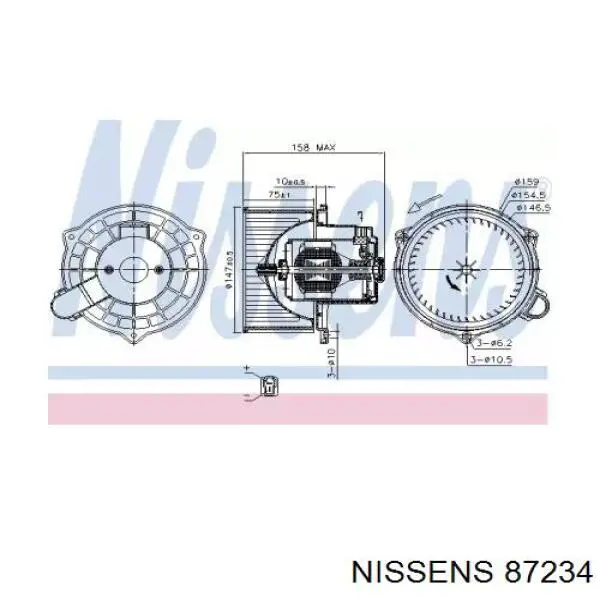 87234 Nissens motor de ventilador de forno (de aquecedor de salão)