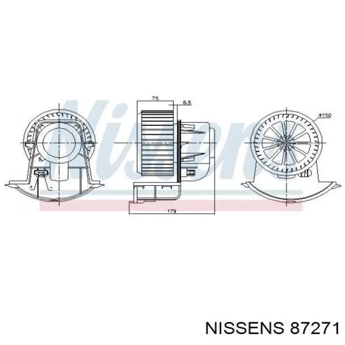 Мотор вентилятора печки (отопителя салона) Nissens 87271 цена, от 93.63 USD