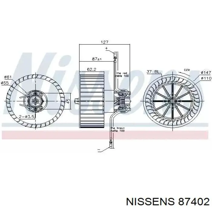 87402 Nissens motor de ventilador de forno (de aquecedor de salão)