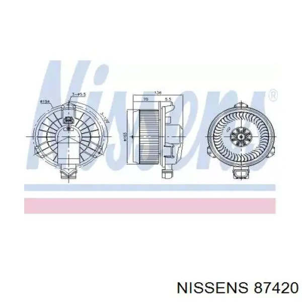 87420 Nissens motor de ventilador de forno (de aquecedor de salão)
