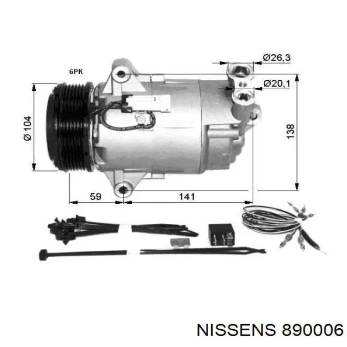 890006 Nissens компрессор кондиционера