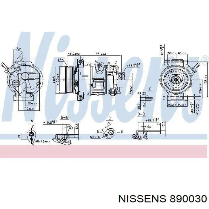 Compresor de aire acondicionado 890030 Nissens