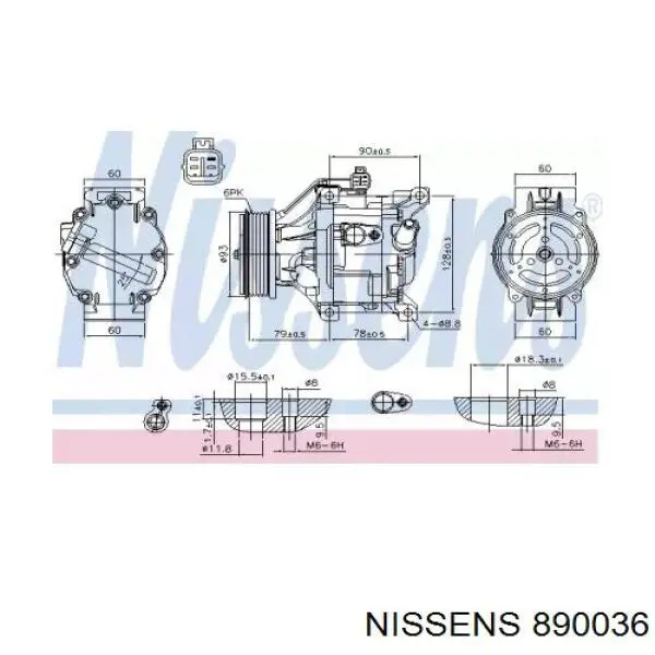 Compresor de aire acondicionado 890036 Nissens
