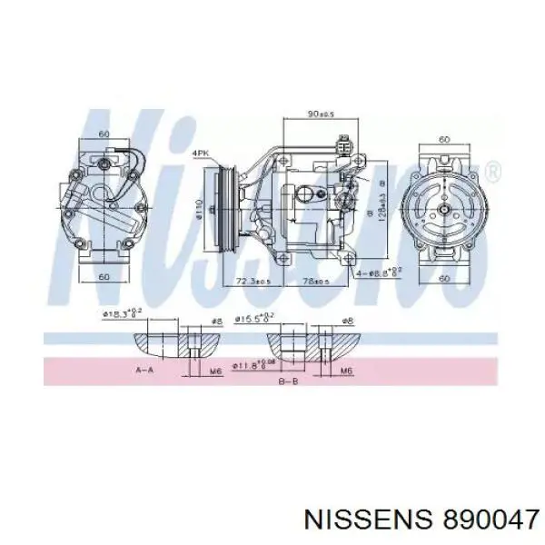 Компрессор кондиционера 890047 Nissens