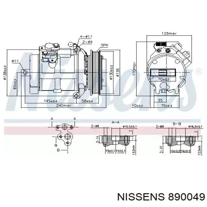 Компрессор кондиционера 890049 Nissens