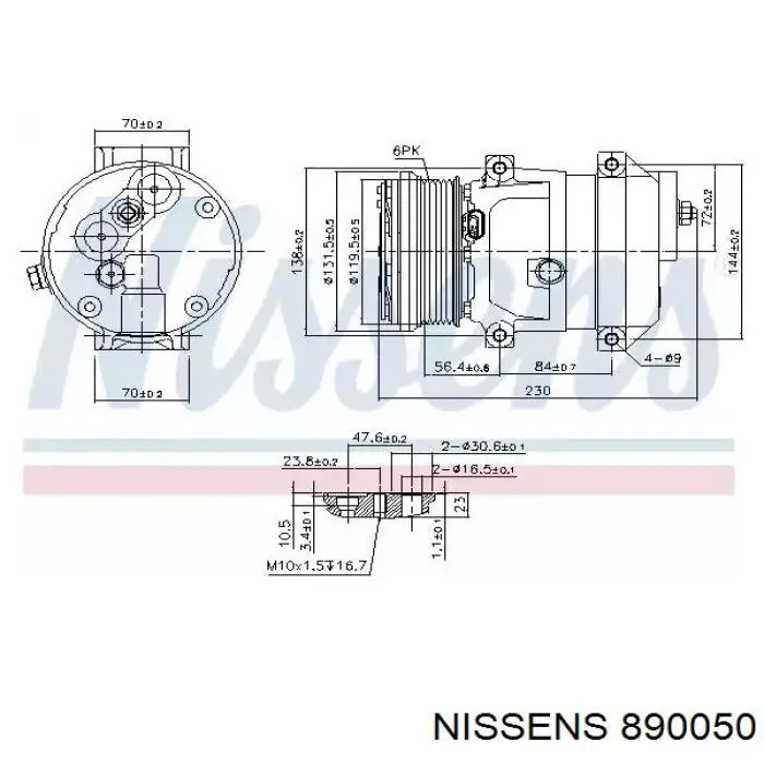 Компрессор кондиционера 890050 Nissens