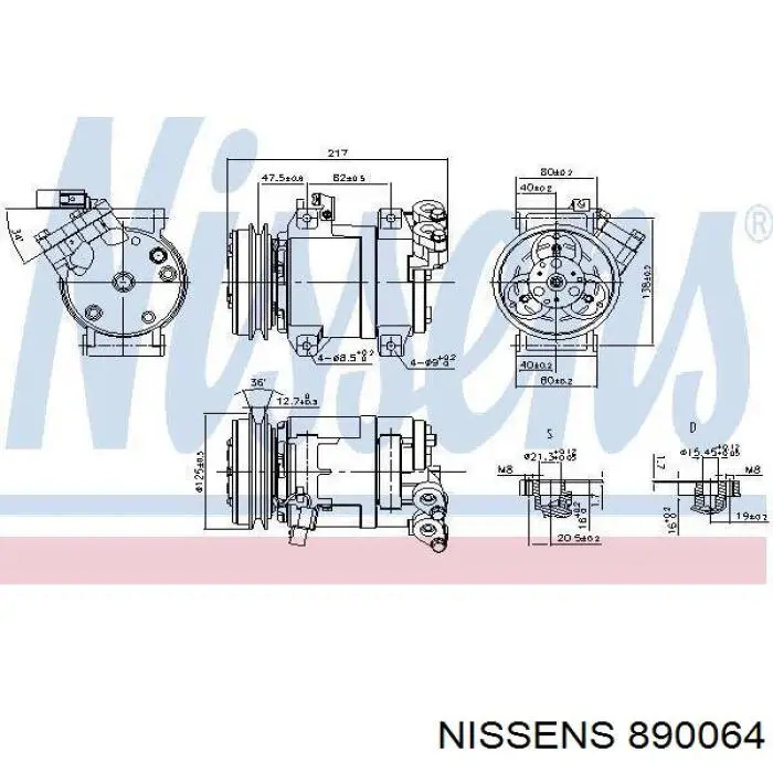 Компрессор кондиционера 890064 Nissens