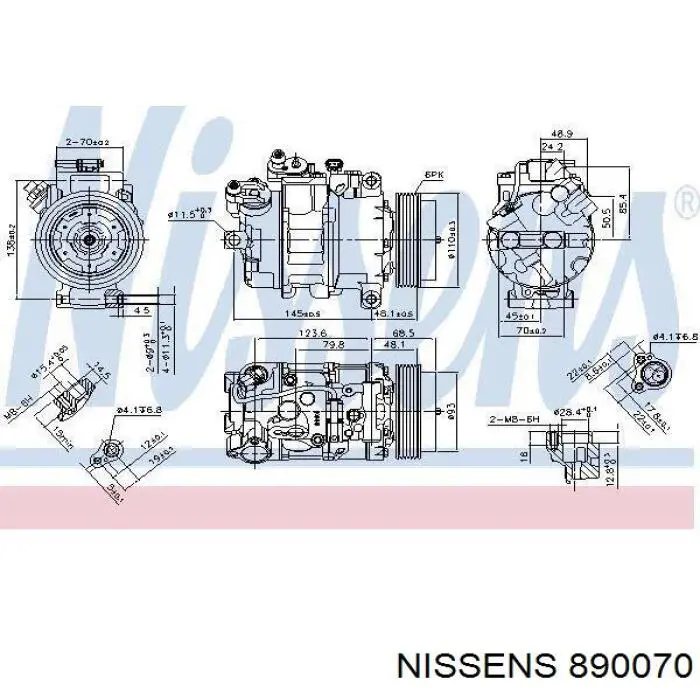 Компрессор кондиционера 890070 Nissens