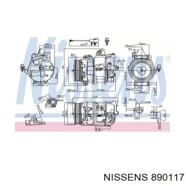 Compresor de aire acondicionado 890117 Nissens