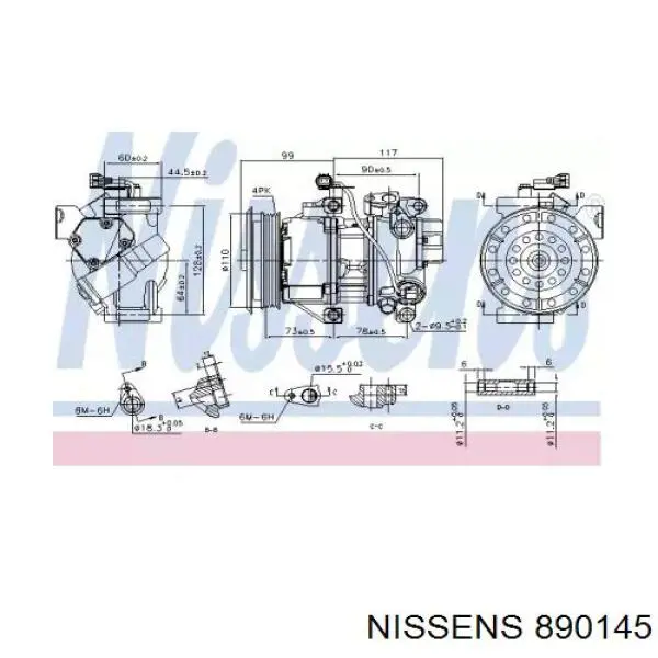 Компрессор кондиционера 890145 Nissens