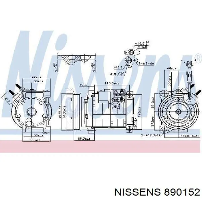 Компрессор кондиционера 890152 Nissens