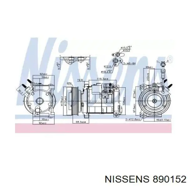 Компрессор кондиционера 890152 Nissens