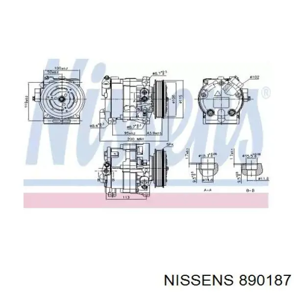 Компрессор кондиционера 890187 Nissens