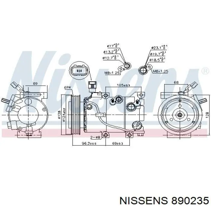 Compresor de aire acondicionado 890235 Nissens