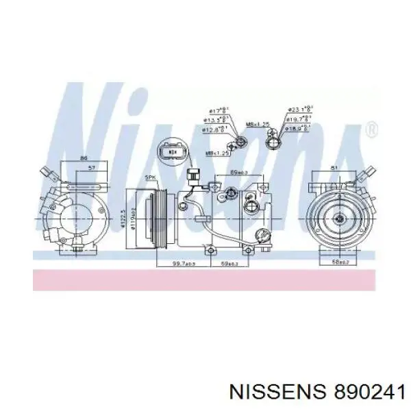 Compresor de aire acondicionado 890241 Nissens