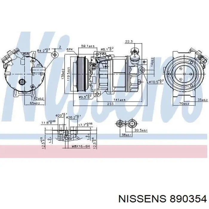 Купить 890354 Nissens Компрессор климатической установки