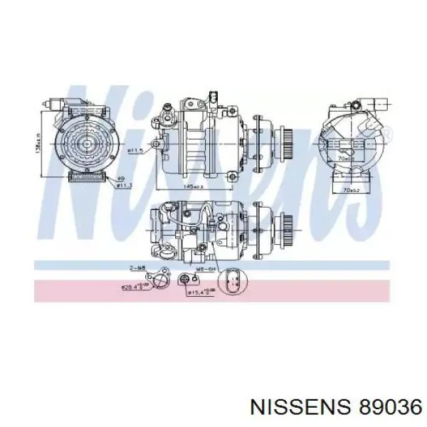 Compresor de aire acondicionado 89036 Nissens