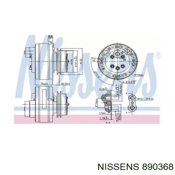 Compresor de aire acondicionado 890368 Nissens