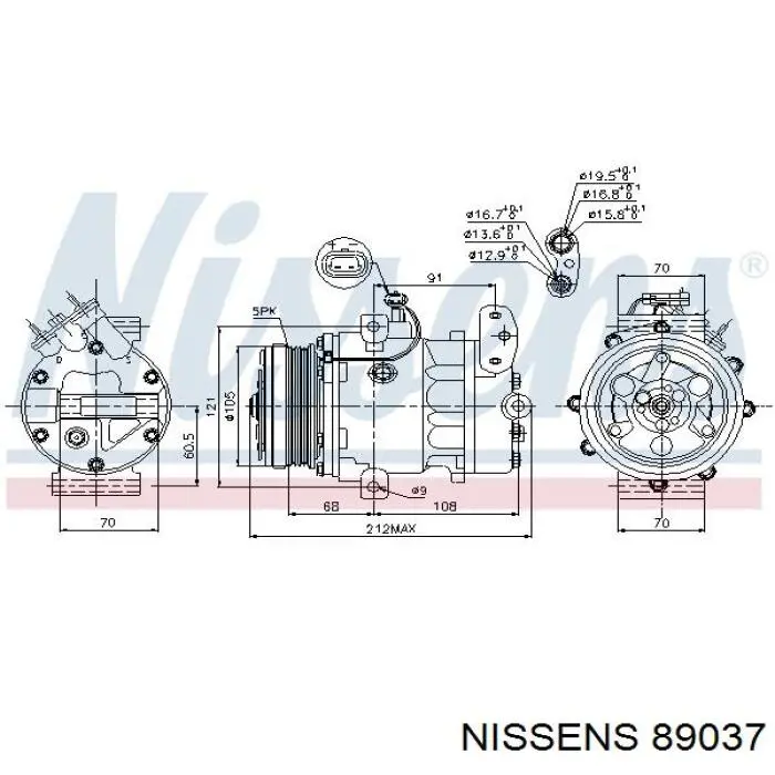 Компрессор кондиционера 89037 Nissens