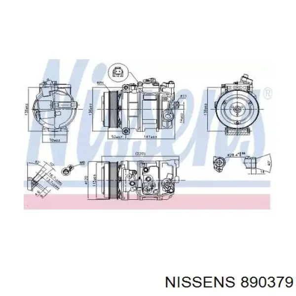 Компрессор кондиционера 890379 Nissens