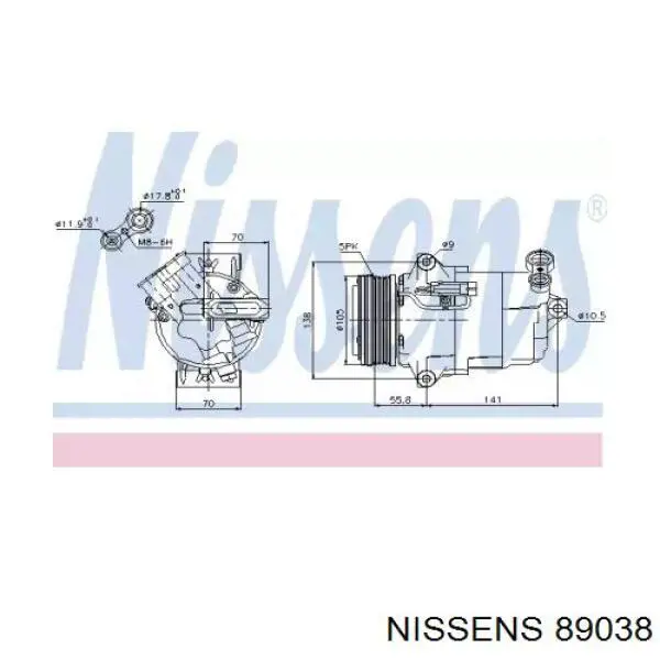 Компрессор кондиционера 89038 Nissens