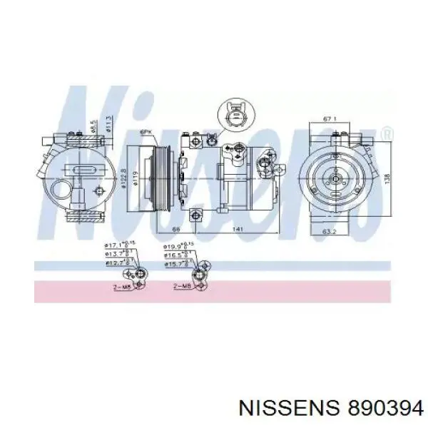 Компрессор кондиционера 890394 Nissens