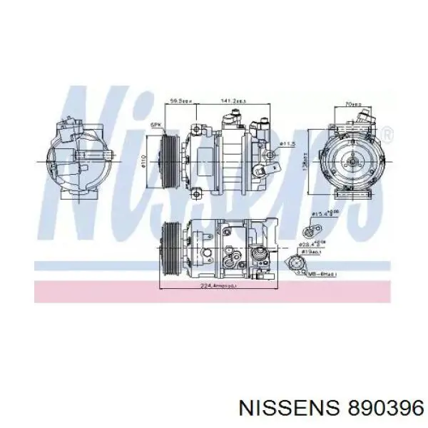 Компрессор кондиционера 890396 Nissens