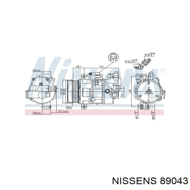 Купить 89043 Nissens Компрессор климатической установки