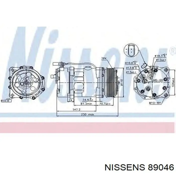 Купить 89046 Nissens Компрессор климатической установки