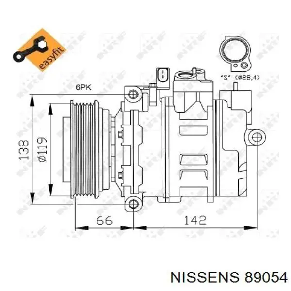 Compresor de aire acondicionado 89054 Nissens
