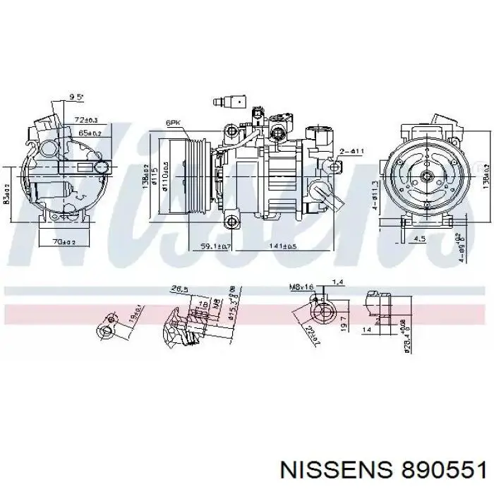 890551 Nissens compressor de aparelho de ar condicionado