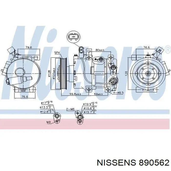 Compresor de aire acondicionado 890562 Nissens