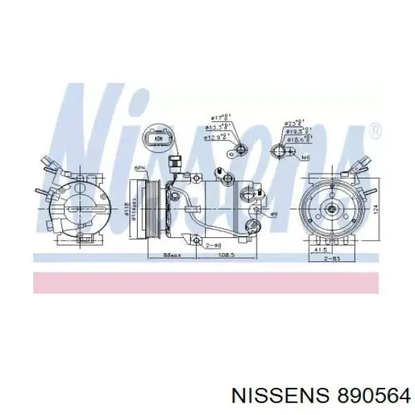Compresor de aire acondicionado 890564 Nissens