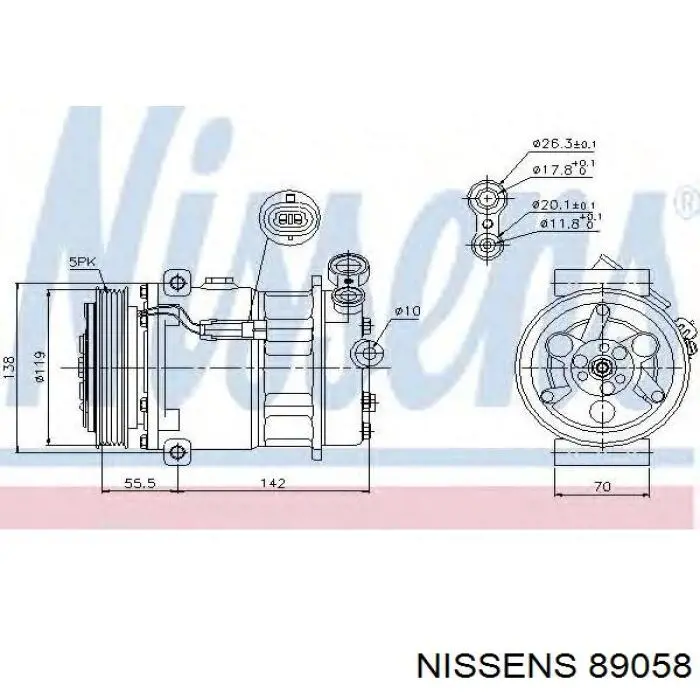 Компрессор кондиционера 89058 Nissens