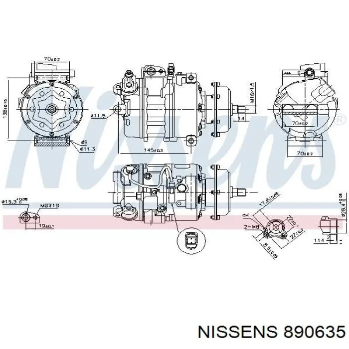 Компрессор кондиционера 890635 Nissens