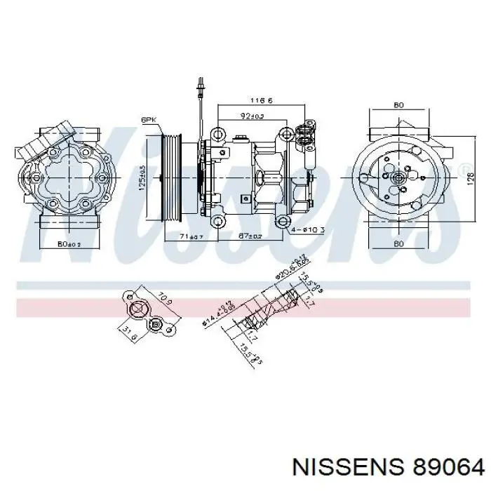 Compresor de aire acondicionado 89064 Nissens