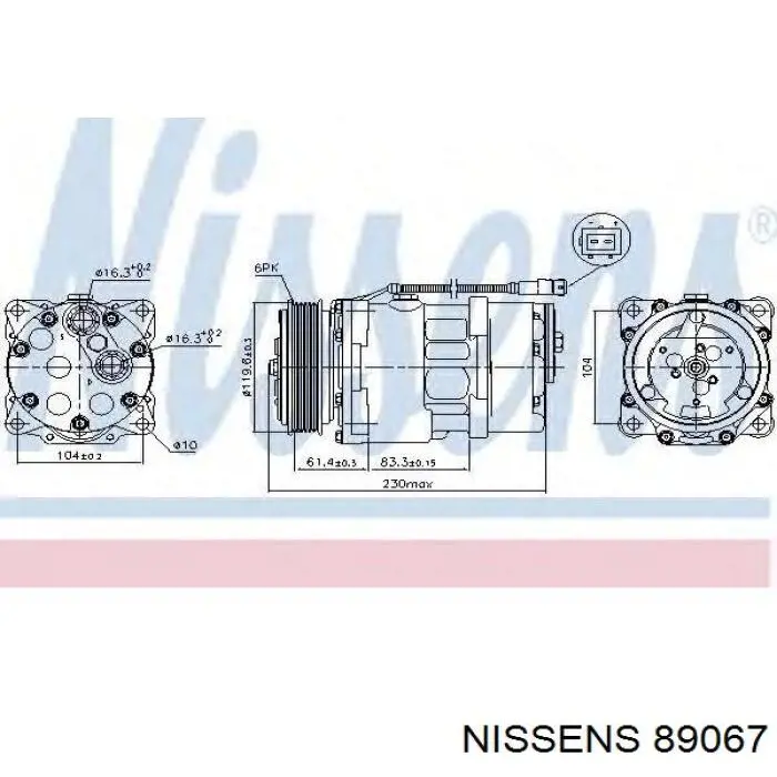 Купить 89067 Nissens Компрессор климатической установки